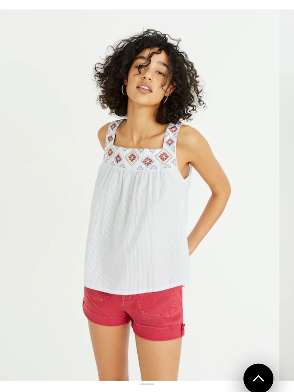 Madewell Embroidered Linen Blend Tank Top